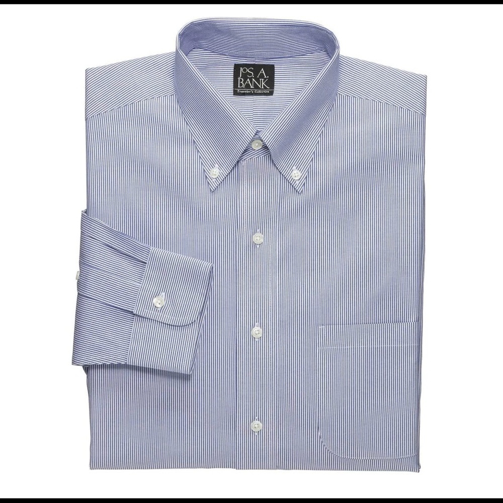 NWT Jos. A. Bank Traveler Tailored Fit Button-Down Collar Stripe Dress Shirt